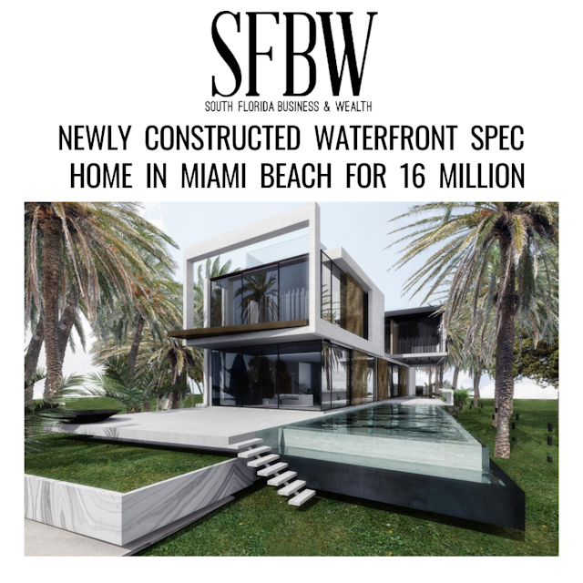 Sabal Newly Constructed Waterfront Spec Home in Miami Beach for 16 Million