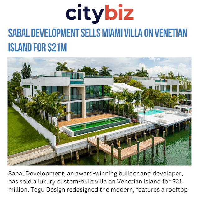 Sabal Development Sells Miami Villa on Venetian Island for $21M