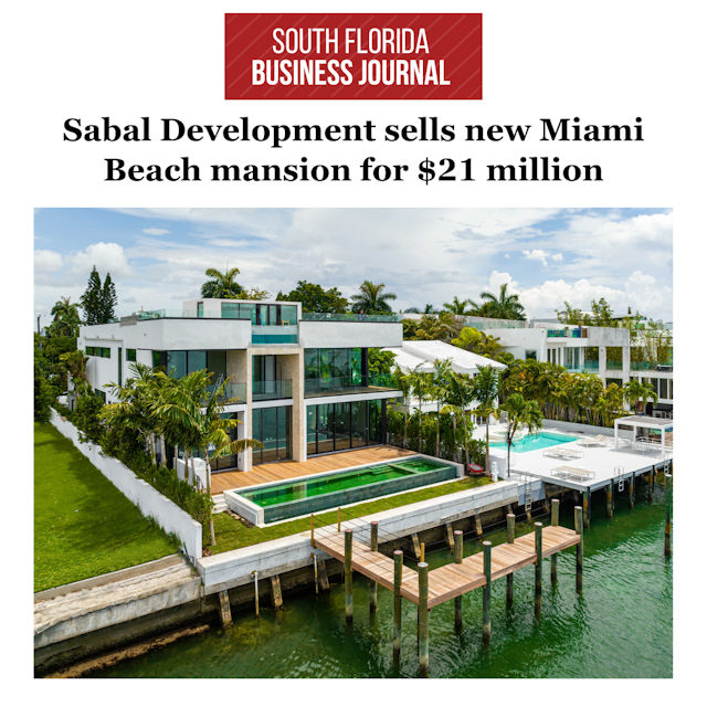 Sabal Development sells new Miami Beach mansion for $21 million